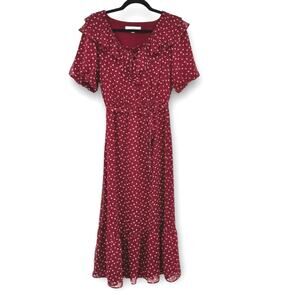 LOFT | Dresses | Loft Purple Polka Dot Ruffle Strap Midi Dress | Poshmark